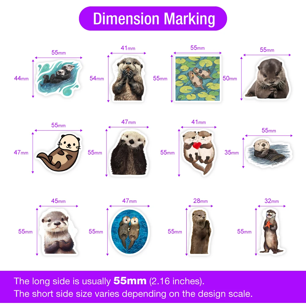 Adorable Cartoon Otter Sticker Set - DIY Gift, Decorative Decals for Laptops, Scrapbooks, Phones, and Bottles, Waterproof