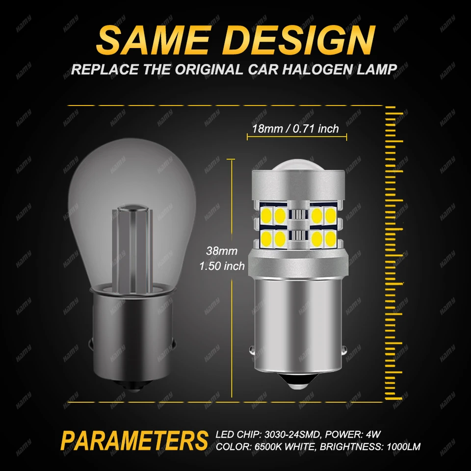 �ſ� ���� 1157 LED ����, �ڵ��� ���� ���õ�, ���� ���� �극��ũ ��, ���, BAY15D, 1156, BA15S, 12V, 3030-24SMD, 6500K, 2 ��