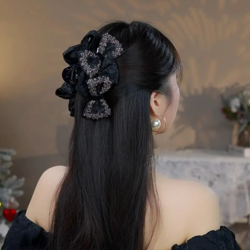 Damen Mode Lässige Haarspange mit Schleife und Haifischzahn 2026 Neu Haarschmuck Herbst Frühling Schwarz Damen Haaraccessoire Haarclip Stirnband