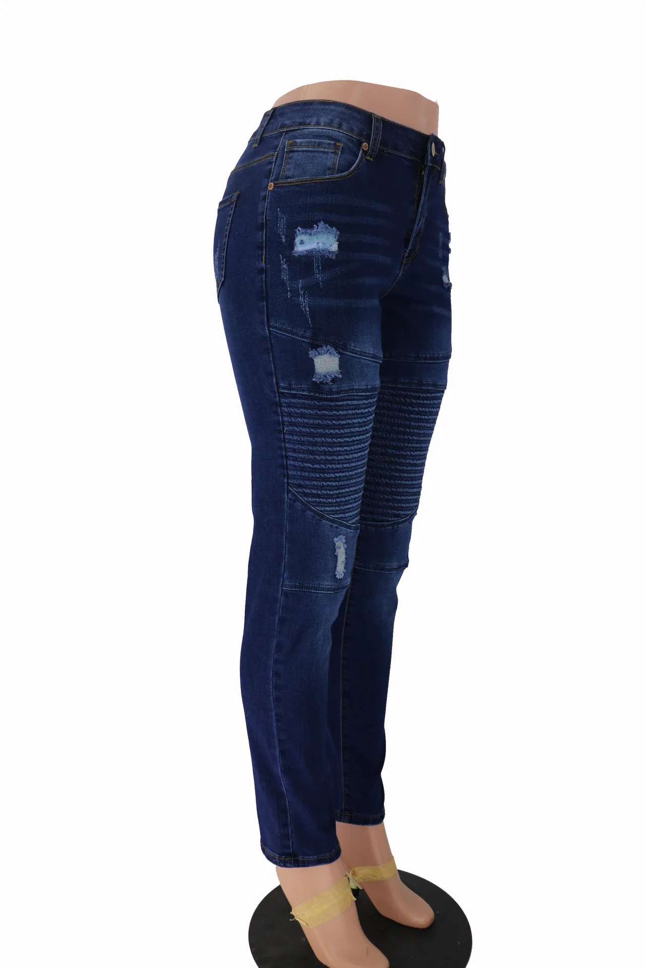 Fashion Sexy Middle Waist Stretch Skinny Pencil Trousers Slim Tight Plus Size Women's Jeans