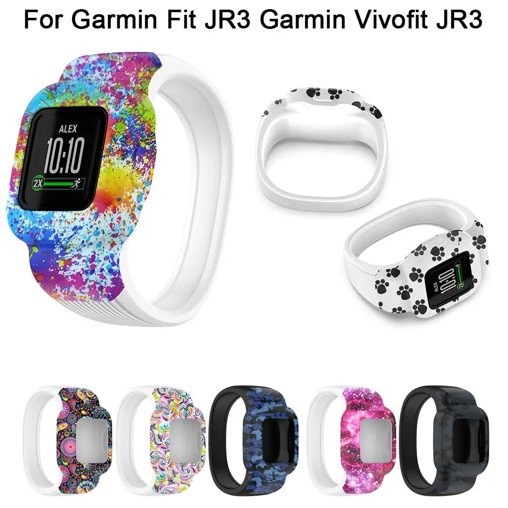 

Children Soft Silicone Color Solo Loop Strap Watchband Wrist Strap with Case BeltFor Garmin Vivofit JR 3 GarminFit JR3