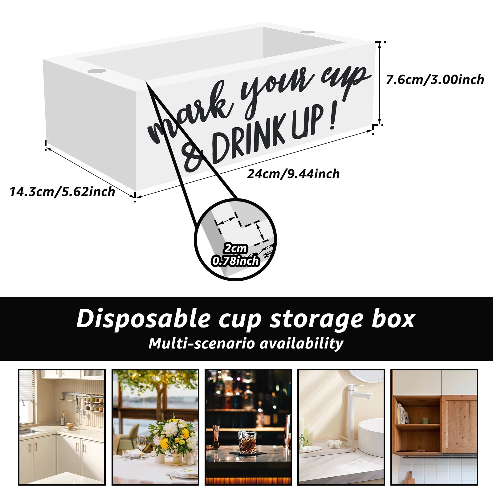 Disposable Cup Storage Holder Multifunctional Desktop Cup Storage Rack Wood Organizer with Marker Holes Desktop Rack