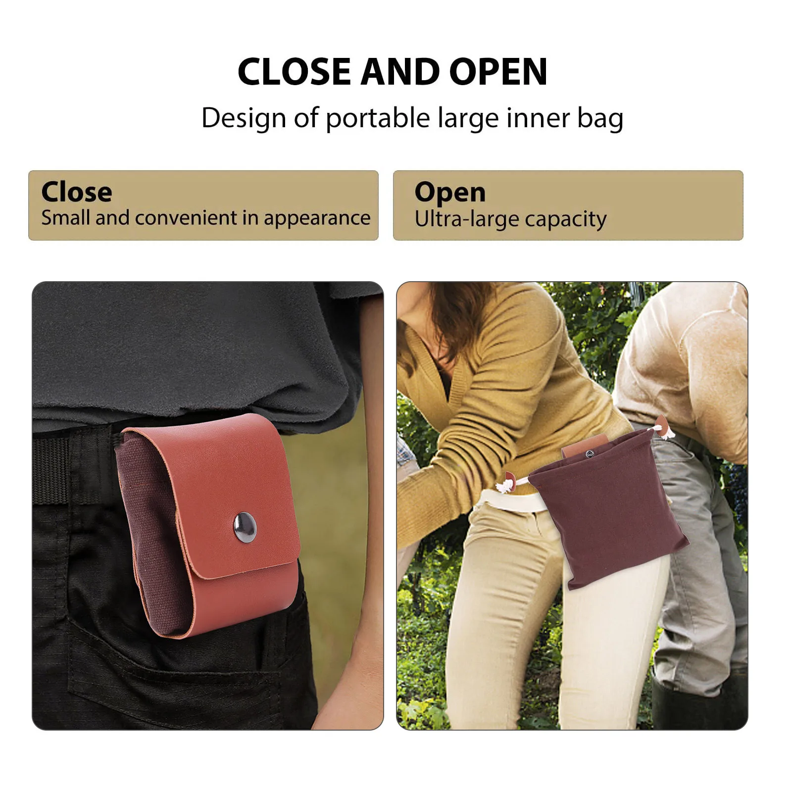 PU Leather Foraging Bag for Camping Hiking Outdoor