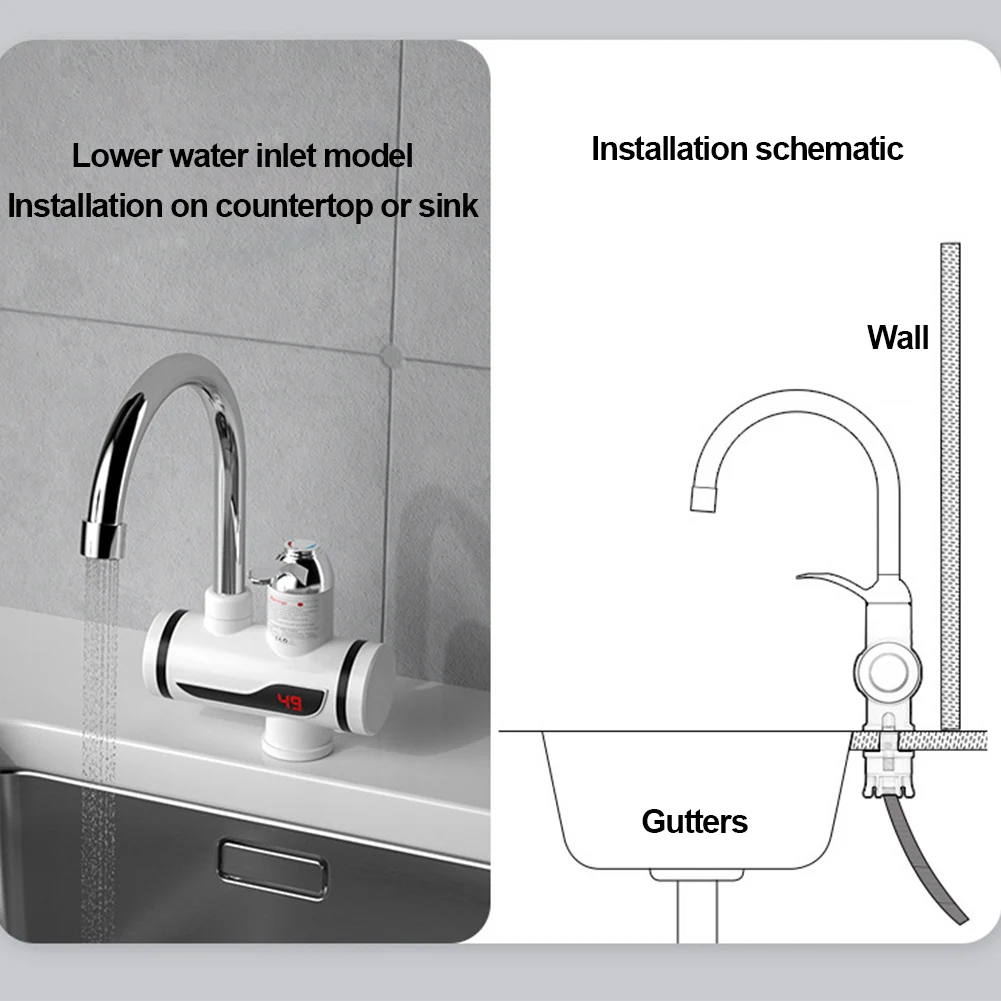 Electric Kitchen Water Heater Tap Instant Hot Water Faucet Heater Cold Heating Faucet 360 Degree Rotation Tankless electric water heater
