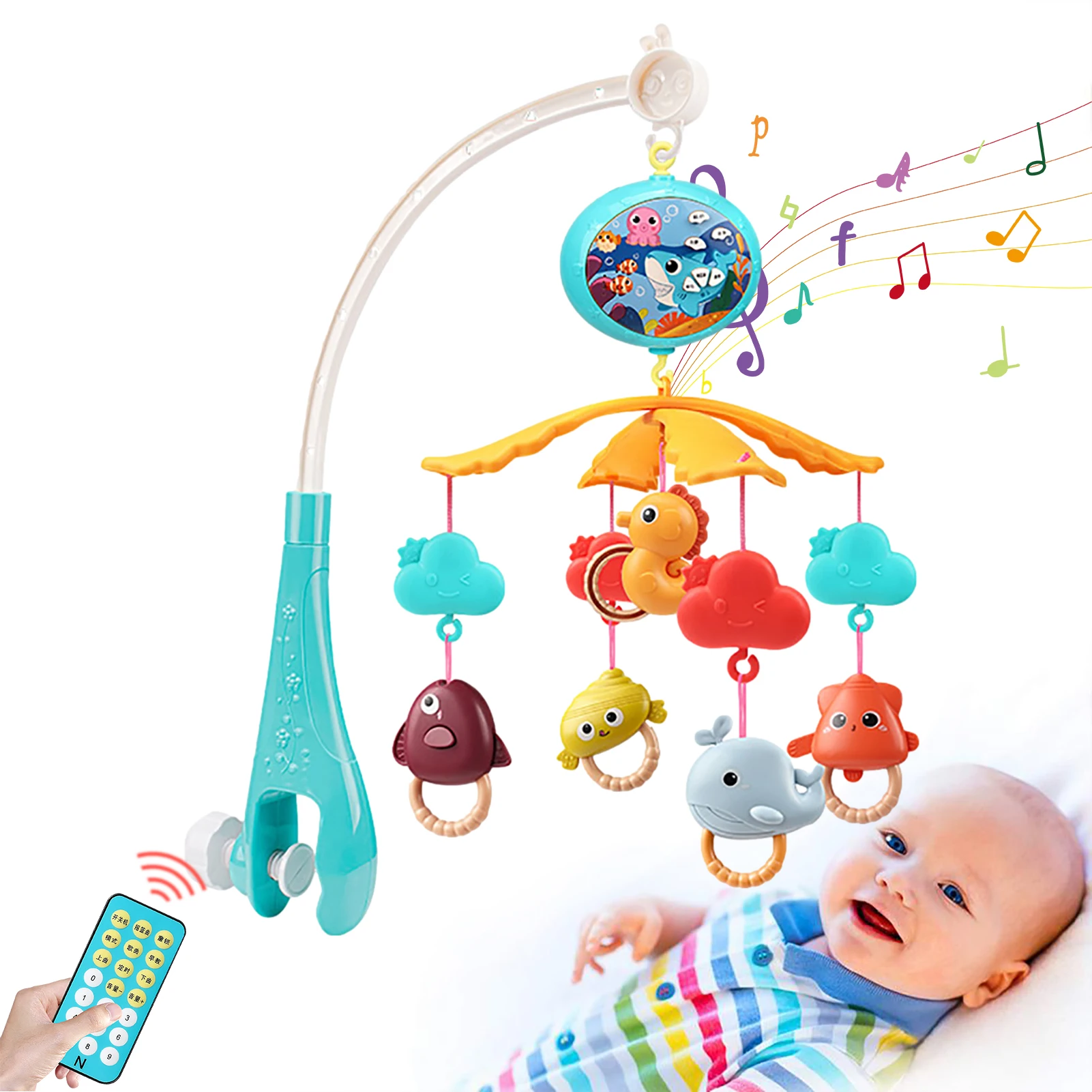 toegang Eekhoorn Geaccepteerd Baby Bed Bel Muziek Speelgoed Babybedje Mobiele Met Afstandsbediening  Muziekdoos Nachtlampje Roterende Slapen Speelgoed Voor 0 12 Pasgeborenen| |  - AliExpress