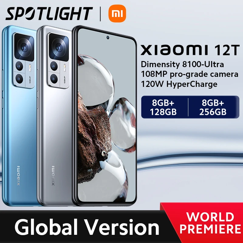 Xiaomi 12T versión global, 128GB/256GB, MediaTek Dimensity 8100 cámara Ultra de 108MP, 120W, 120Hz| | - AliExpress