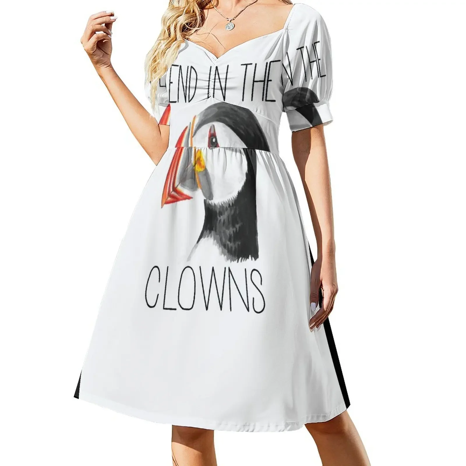 Enviar en los payasos ( Puffin) Vestido sin mangas vestidos de manga larga vestido de fiesta vestido de noche