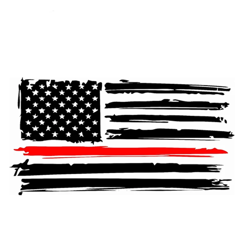 Classic Design Thin Red Line Sticker Tattered American Flag USA Vinyl  Occlusion Scratch Decal Auto Bumper Sticker