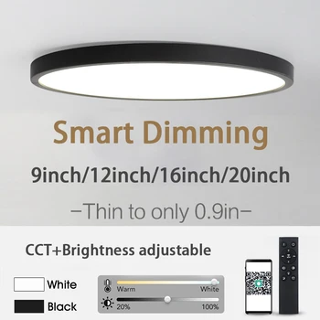 대형 초박형 LED 천장 조명, 현대 스마트 천장 램프, 거실용 밝기 조절 AC85-265V 패널 조명, 20 인치