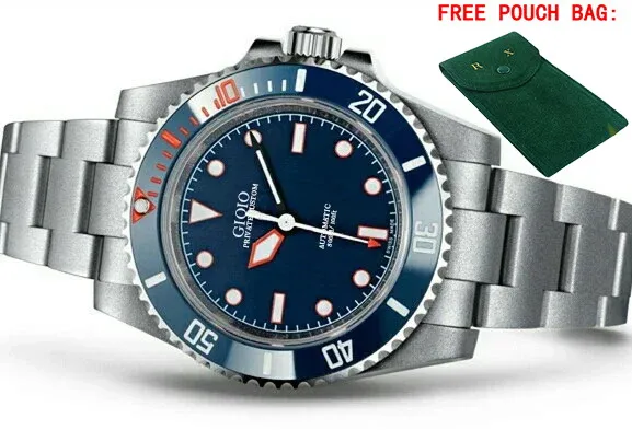 

Luxury Mens Automatic Mechanical Watch No Date Stainless Steel Sapphire Black Blue Ceramic Bezel