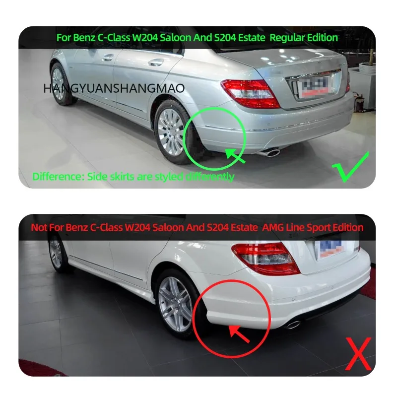 벤츠 C-클래스 세단 W204 및 에스테이트 S204용 머드 플랩 스플래시 가드 머드가드 2007-2010(벤츠 C-클래스 AMG 라인 스포츠에는 적용되지 않음)