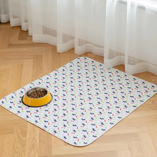 1pcs Reusable Pet Urine Pad Washable Dog Cat Diaper Mat 3 Layer Absorbent Dogs Diapers Pads Bone Paw Print For Sofa Bed Floor 6