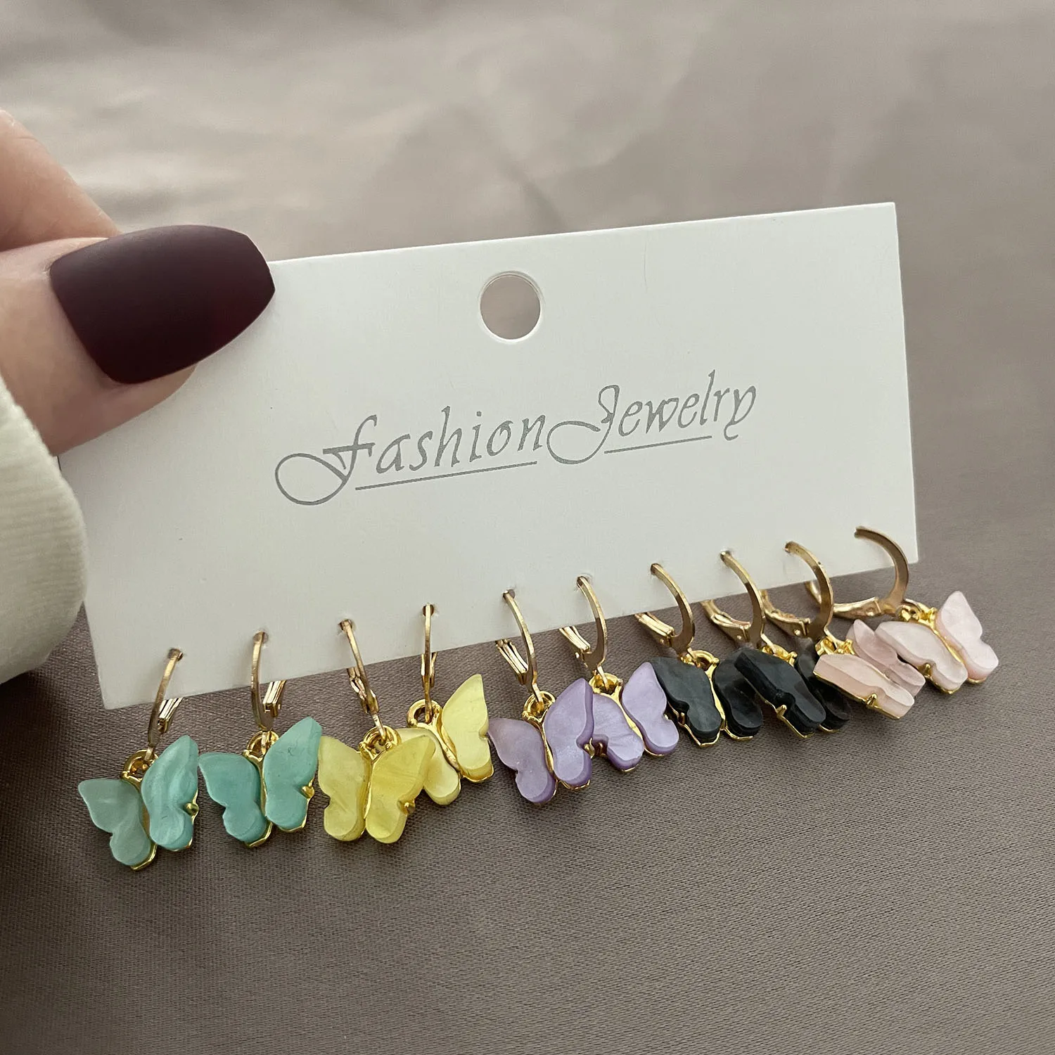Korean Trendy Geometirc Butterfly Pearl Earrings Set For Women Resin Acrylic Star Heart Round Hoop Earrings Brincos Jewelry Gift