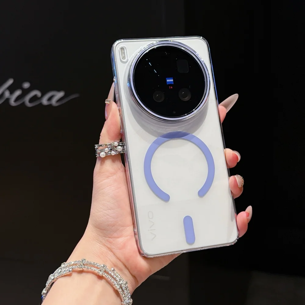 HD Clear Magnetic Phone Case with Shockproof Bumper and Wireless Charging Compatibility