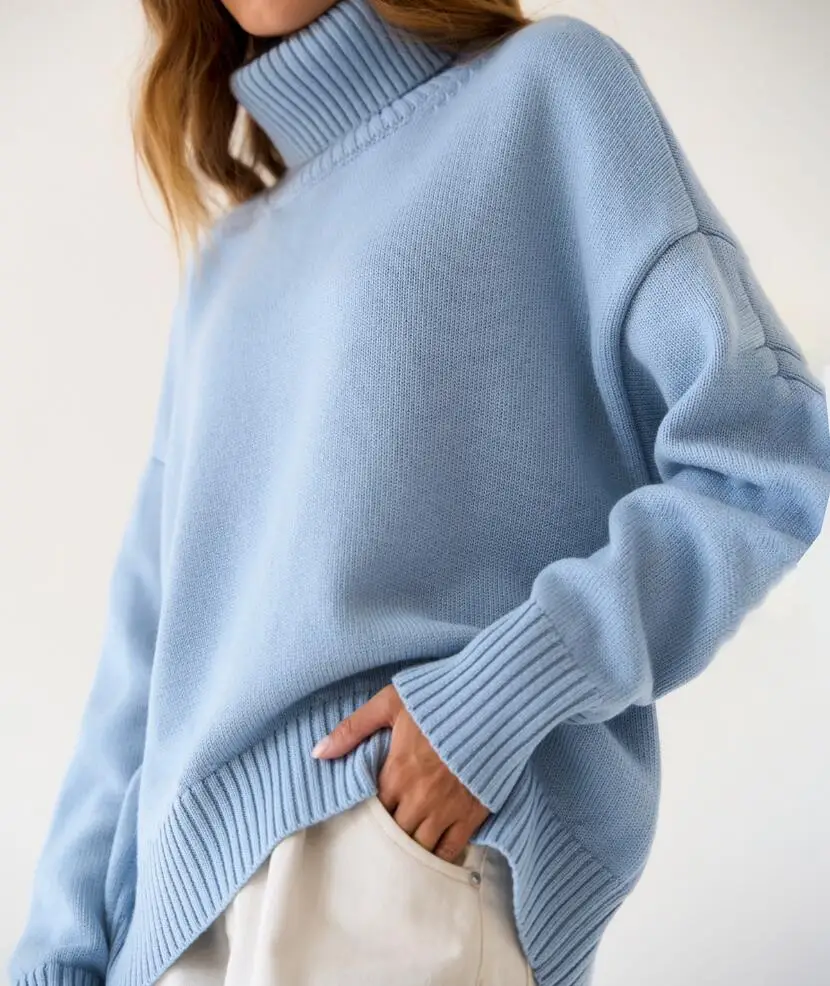 

Зимний женский Свитер оверсайз с высоким воротником черный с длинным рукавом Осенний белый пуловер винтажный мягкий теплый вязаный свитер для женщин