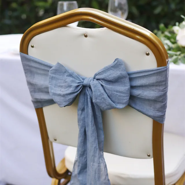 Cotton & Linen Chair Sashes Bow Knot Tie Cover With Back For Hotel Wedding Event Banquet Birthday Party Celebration Decoration