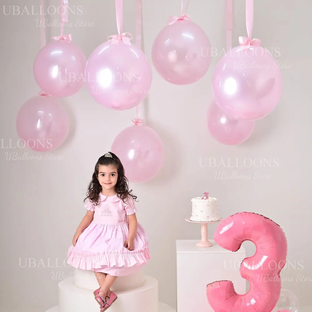 Elegant Pastel Pink Balloon Set with Satin Ribbon - Pack of 10 for Celebrations and Decor