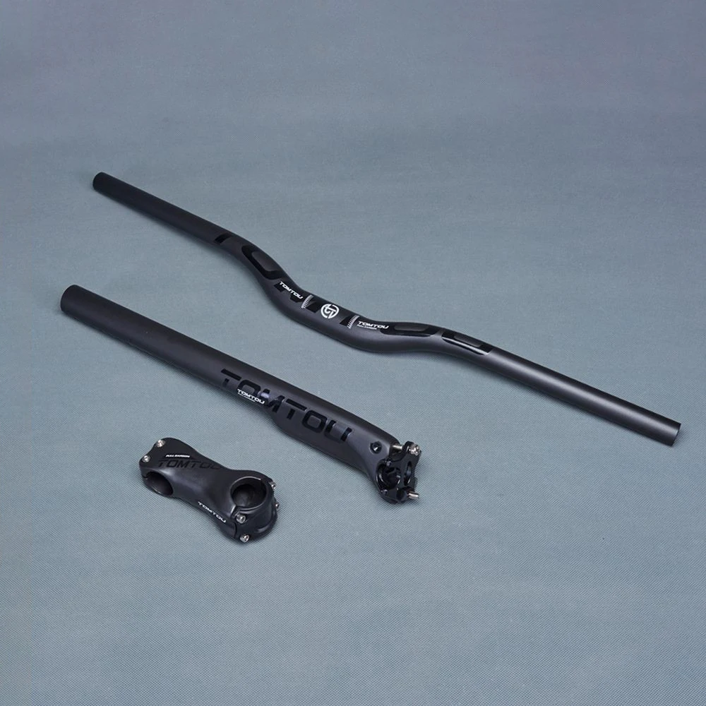 TOMTOU Mountain Bike Handlebar Seat Post Stem Carbon Fiber Handlebar Mountain Bicycle Handle Bar Sets Black Matte