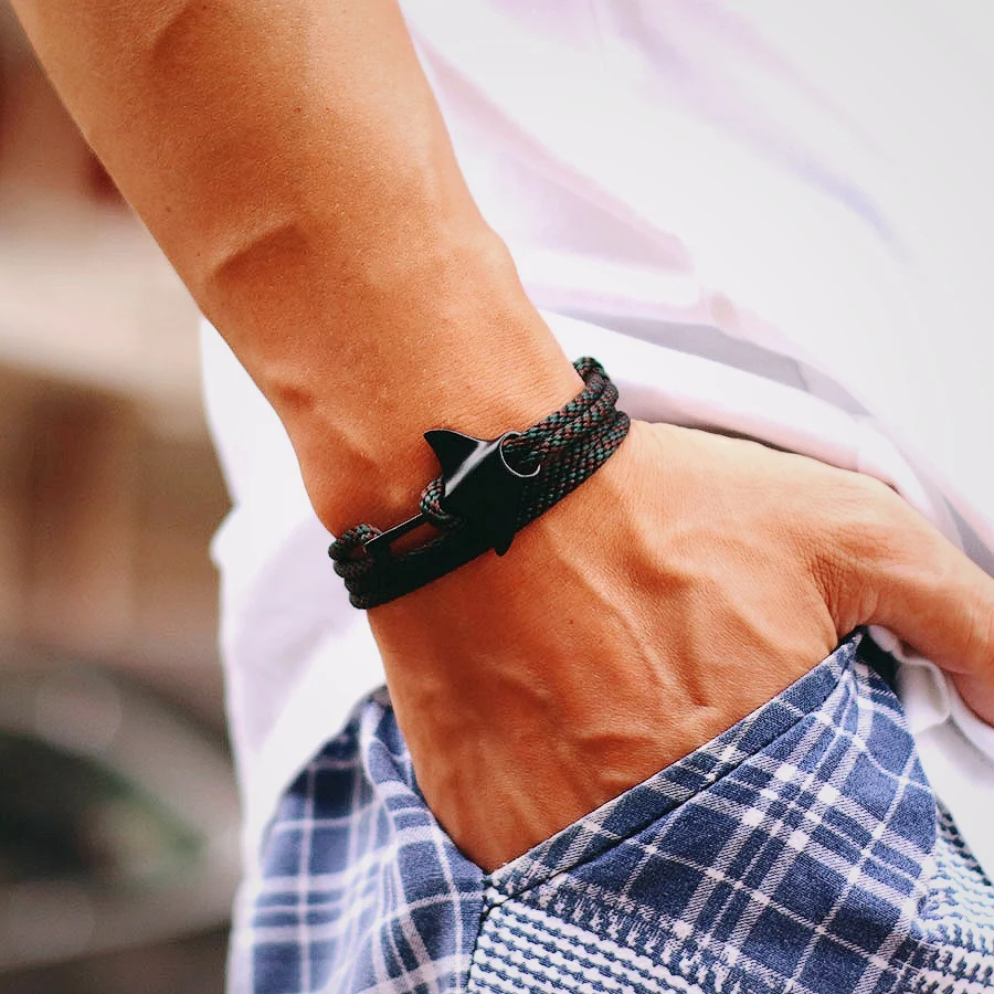 Rope Wrap Fashion Bracelets Men's Anchor Design Rope Bracelet | Handmade Multilayer Nylon Wristband For Boys & Men – Blue, Stylish Maritime Accessory Brighton Rope Fashion Bracelets - Foto 3