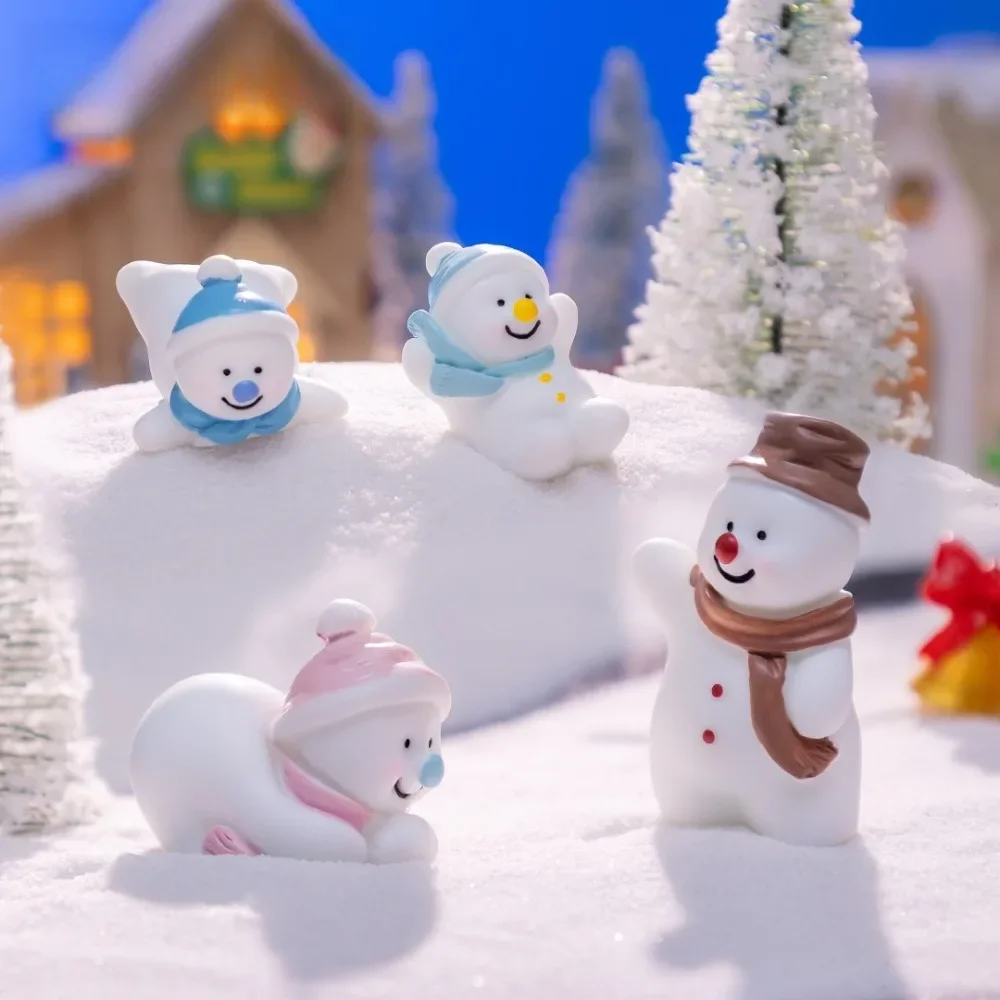 Cute Snowman Figurine, Mini Christmas Doll for Micro Landscape & Desktop Decor, Resin Snow Man Statue, Festive Home Accessories