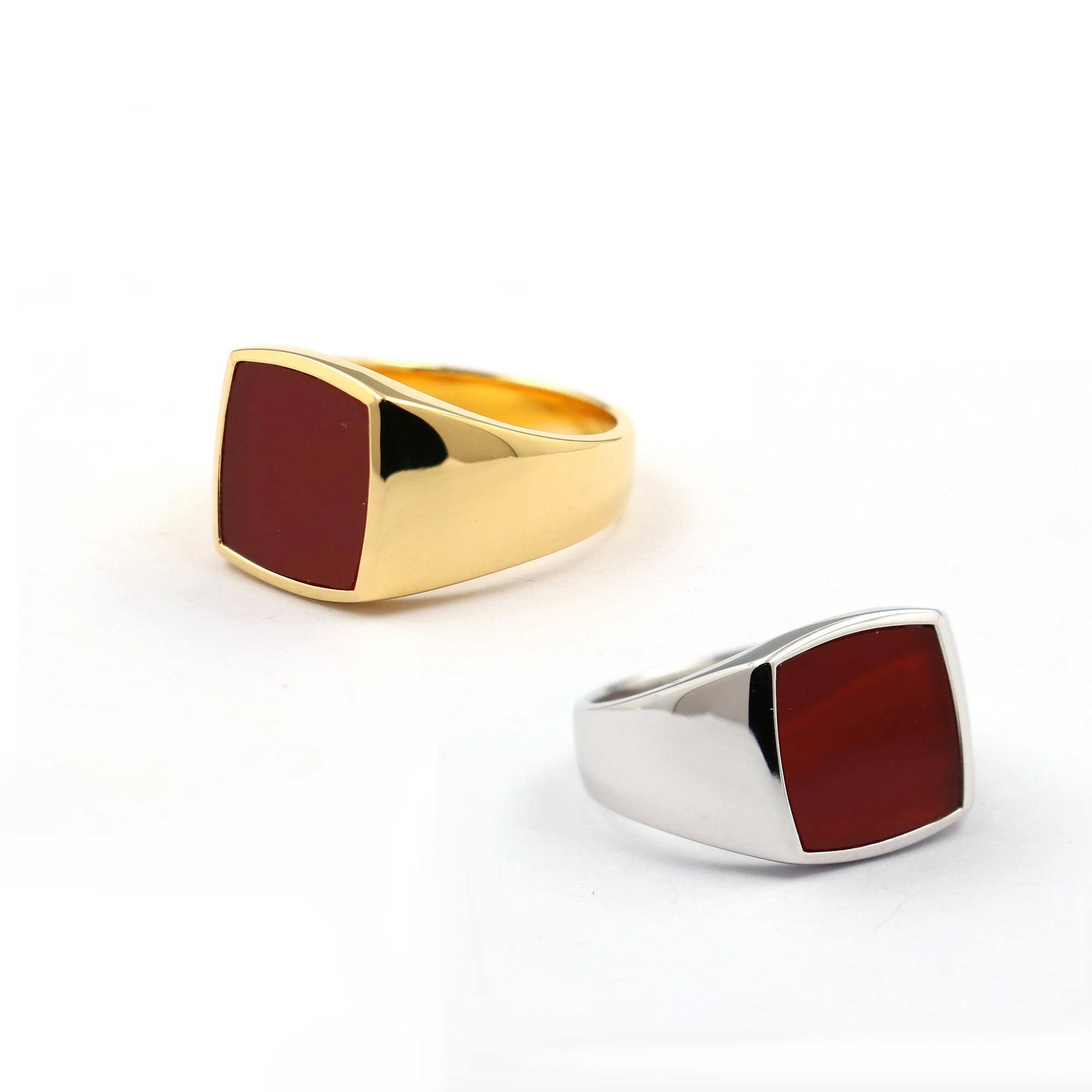 

Mens Silver Red Onyx Signet Ring