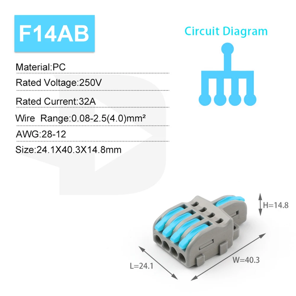 10/100PCS Electrical Cable Connector 1 in Multiple out Quick Wire Terminal Block 2/3/4/5Pin Push in Lever Connectors 0.08-4.0mm2 image 12