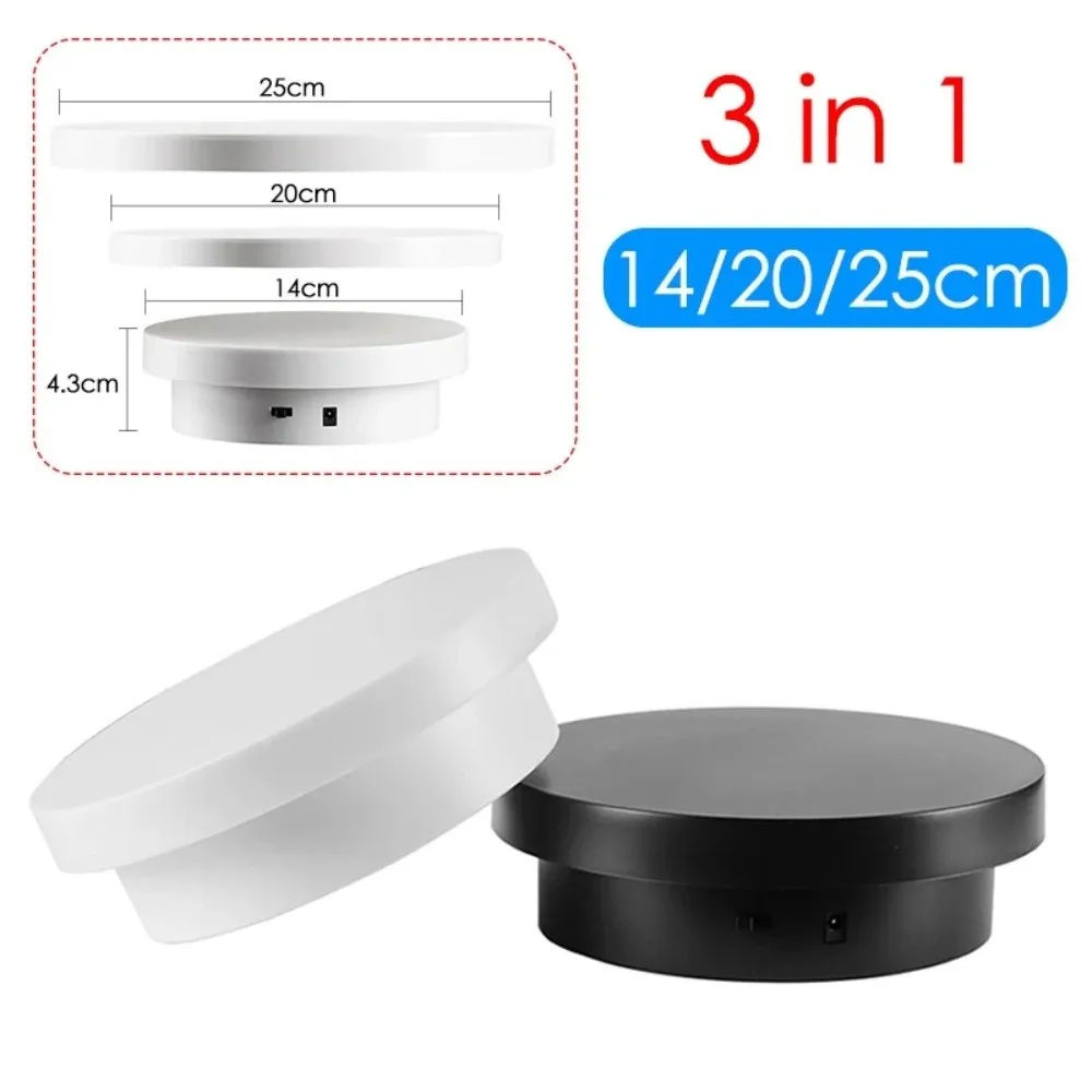 New 3 in 1 Electric Turntable Round 360° Rotating Photography Display Stand Visualizer White Product Display Turntable Jewelry