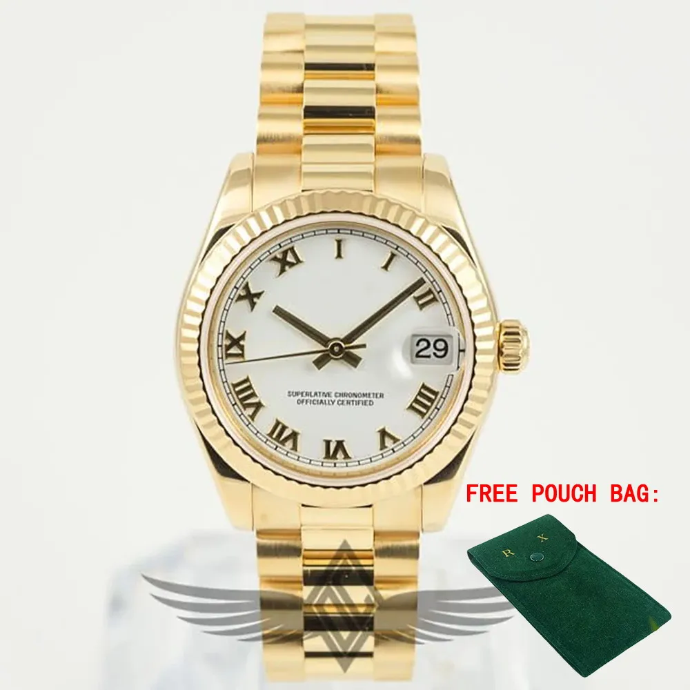 

mens mechanical watch automatic Gold White Rome