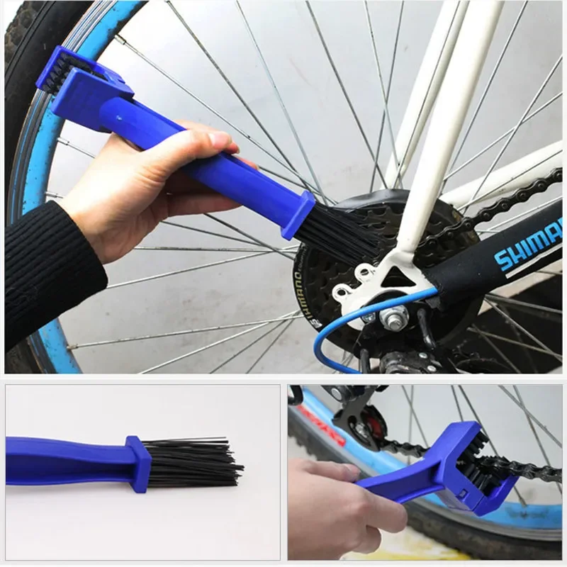 Blue Motorcycle Chain Brush Cleaner Plastic Bike Bicycle Moto Brush Cycling Chain Cleaner Outdoor Scrubber Tool for Road Care