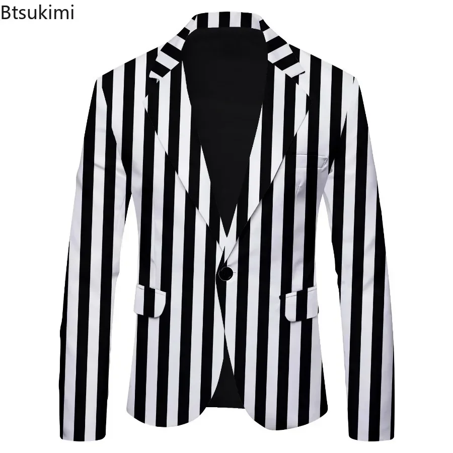 Men's Slim Fit Blazers Jacket Fashion Gradient Print Suit Coats Man Trend Streetwear Casual Party Stage Prom Costume Male
