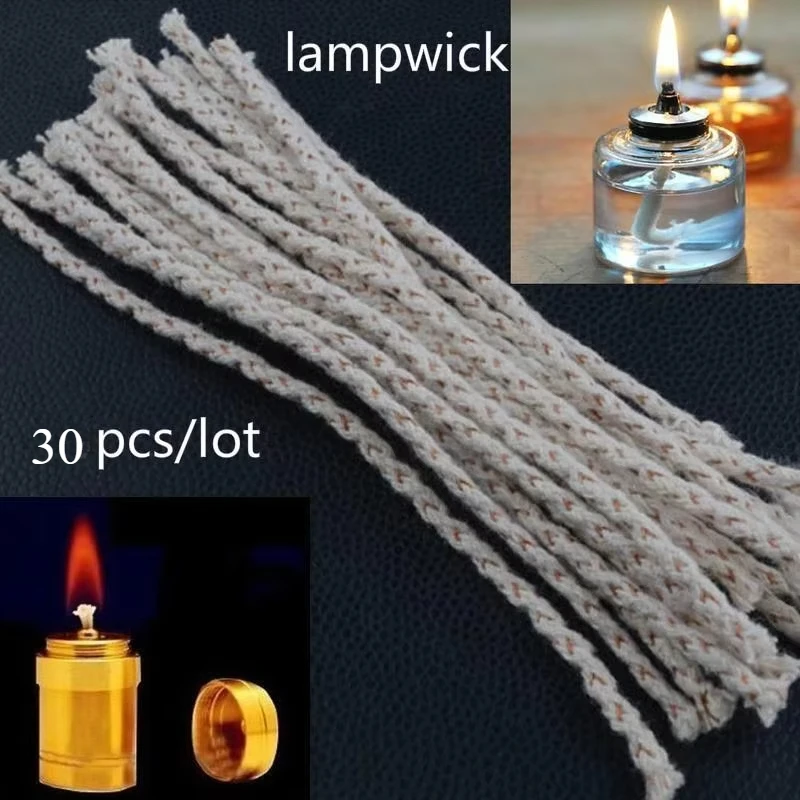 Cotton Core Wick for Kerosene Alcohol Lamp Durable Wicks for DIY Wheel Kerosene Oil Lighter Candle Making Tools 30pcs/lot oil lamp wicks