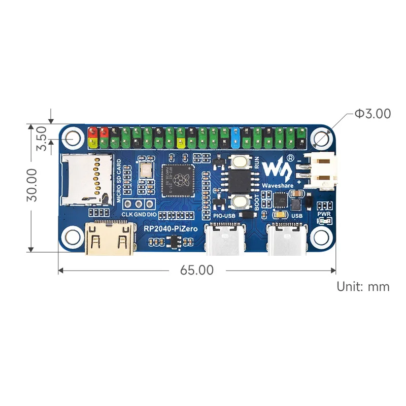   PICO RP2040-PiZero, RP2040 ,     16MB ÷ GPIO , USB Ÿ C Ʈ ȣȯ
