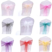 100Pcs Organza Chair Sashes Chair Bows Sashes Tie Back Wedding Events Banquets Chairs Decoration 18x275cm 5