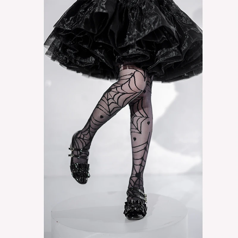 Lolita Stockings Women Summer Mid-Calf Spun Glass Ultra-Thin Knee Socks Japanese Style Lace Socks Black Skinny Compression Socks