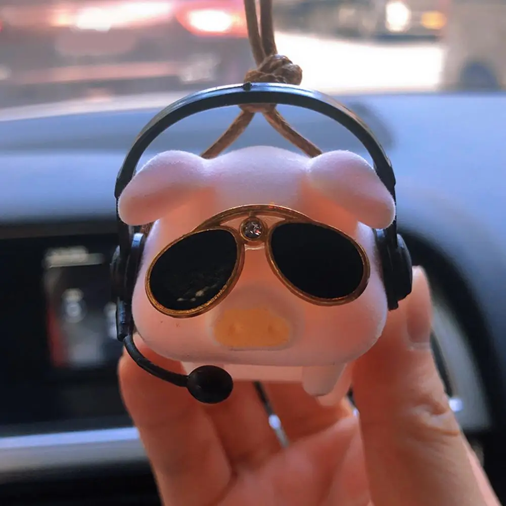 Déco Voiture Cochon Qui Secoue La Tête – Figurine Mignonne Résine Bleu, Balancement Amusant