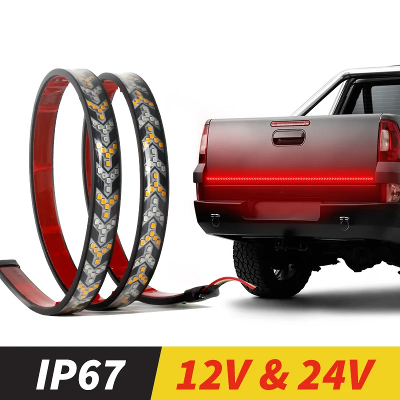 

Xinfok 12V 24V Car LED Tailgate Light LED Truck Tailgate Light Bar Red Running Turn Signal Brake Reverse Backup Tail light Strip