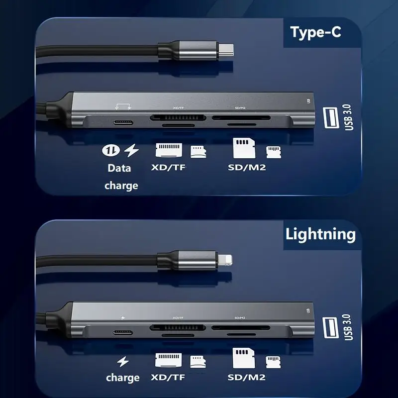 6-in-1 Multifunctional Card Reader Adapter with Charging