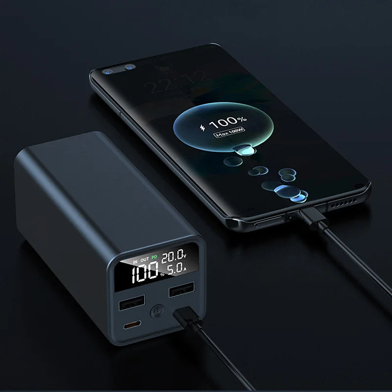 Фото 20000 мАч Power Bank Station PD100W USB C Быстрое зарядное устройство Наружная портативная внешняя батарея Светодиодное освещение для iPhone Samsung Xiaomi №5