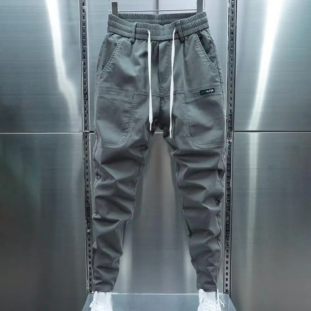 

Regular Fit Cotton Blend Trousers for Men Thick Plush Drawstring Men's Sweatpants with Elastic Waist for Long for Men