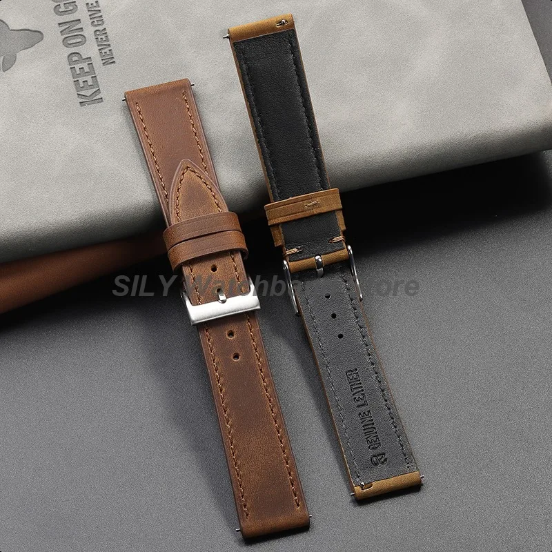 Vintage Brown Calfskin Leather Watch Strap - Premium Soft Wristband