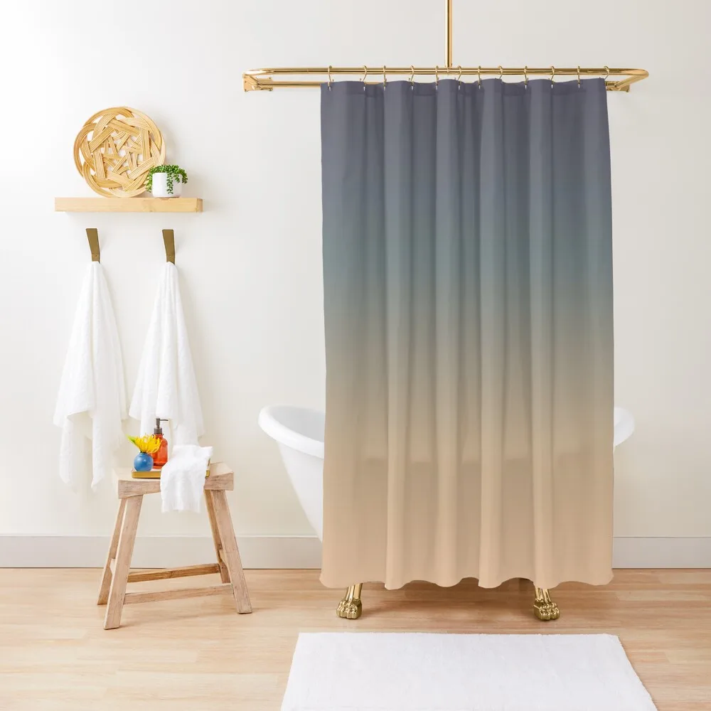 AUTUMN SUNSET - Minimalist Monochrome Grey Orange Gradient Ombre Shower Curtain For Bathroom Shower Bathroom Box Curtain