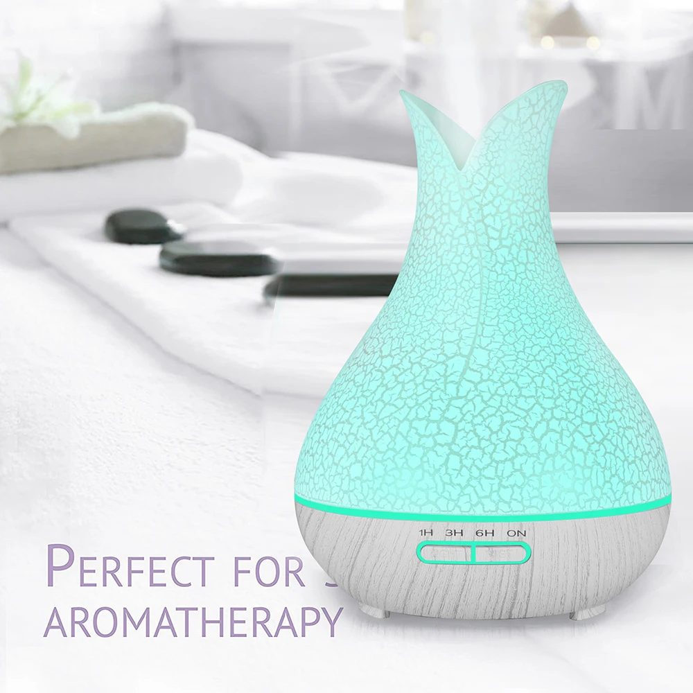 Electric Air Humidifier Remote Control Diffuser Aroma Humidifier Oil Diffuser Ultrasonic Wood Grain Mist Maker 7Color LED Light 4