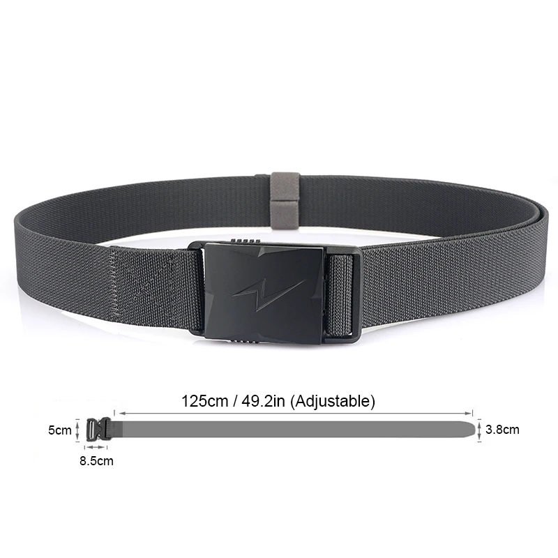 HSSEE Original Brand Men's Elastic Belt Hard PC Magnetic Buckle Quick Release Military Tactical Girdle Fishing Belt Male