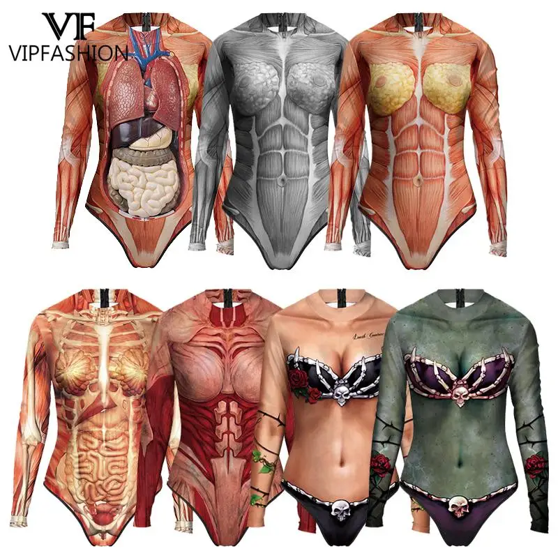 Funny Human Body 3D Print Halloween Scary Party Cosplay Bodysuit cosplay costume
