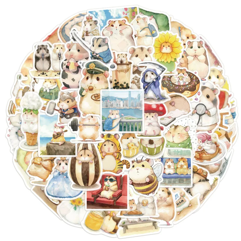 55PCS 다채로운 안녕하세요 햄스터 개인화 된 낙서 장식 스티커 수하물 노트북 냉장고 스케이트 보드 도매