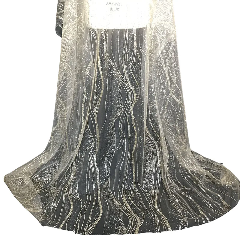 Glistening Sequin Mesh Fabric with Water Ripple Design for Creative Decorating and Fashion