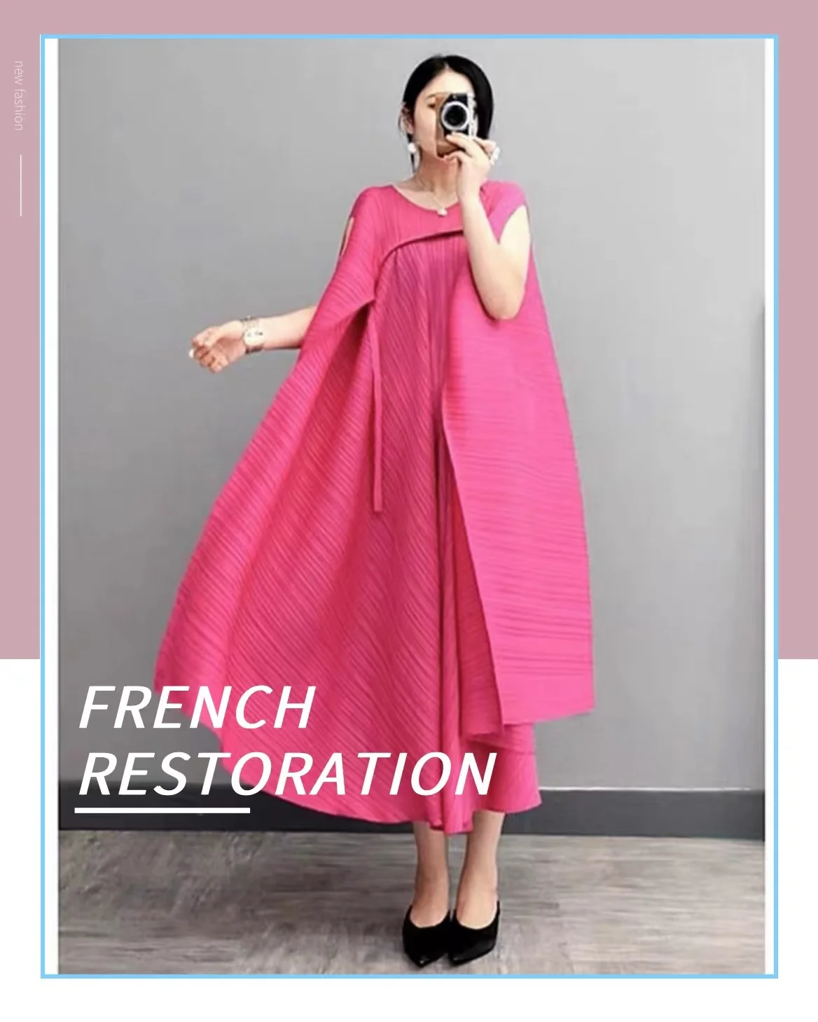 

Miyake Pleat 2022 Spring Summer Western Fashion Loose Irregular Long Skirt Very Fairy French Niche Dress