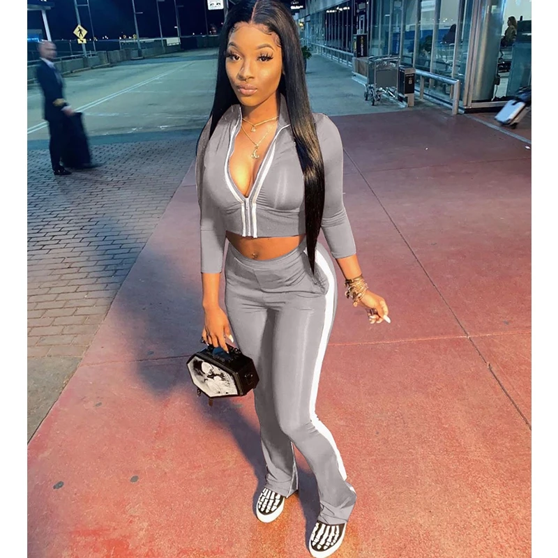 Custom Sweatsuit Zip up Tracksuit Designer Print 2 Piece Jogger Suit for  Women - China Stand Collar Jogging Suit and Designer Print Pants Set price