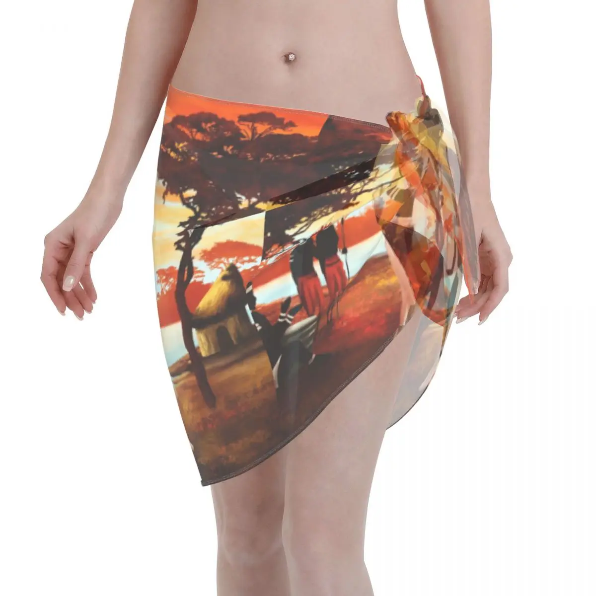 

Sexy Women Dancing Under Sunset Perspective Swimwear Pareo Scarf Cover Ups Beach Bikini Wrap Short Skirt