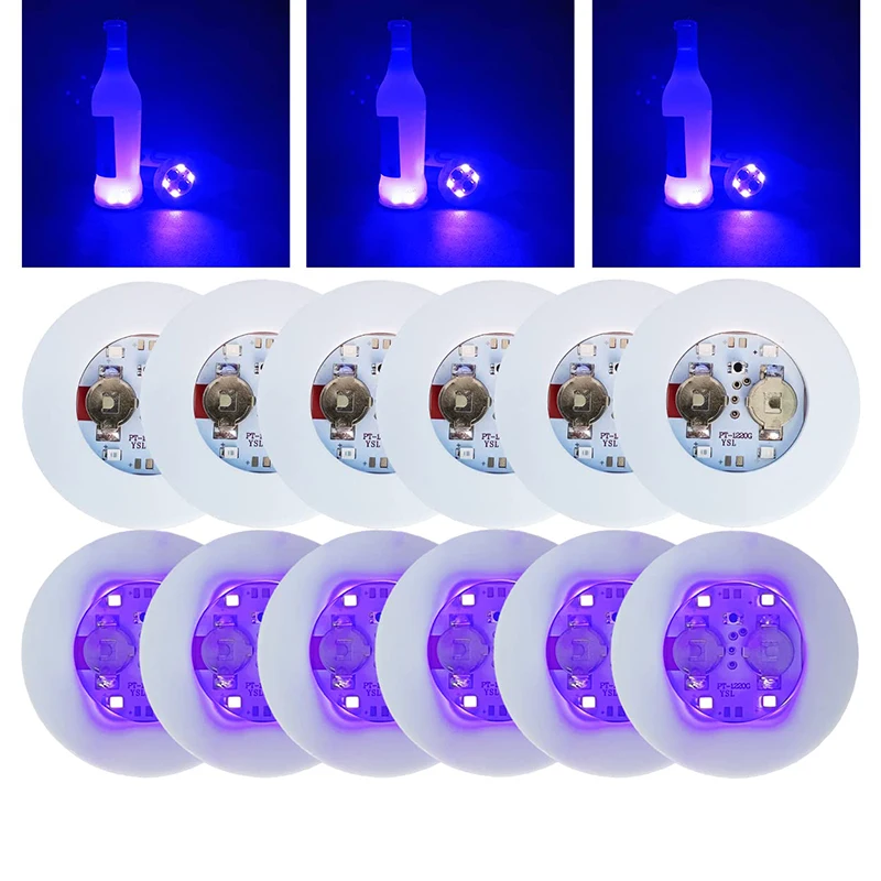 Description Picture 2 of item1/10/50pcs Luminous Coaster LED Bar Drinks Cup Pad Wine Liquor Bottles Coaster Atmosphere Light Cup Sticker Light-emitting Prop